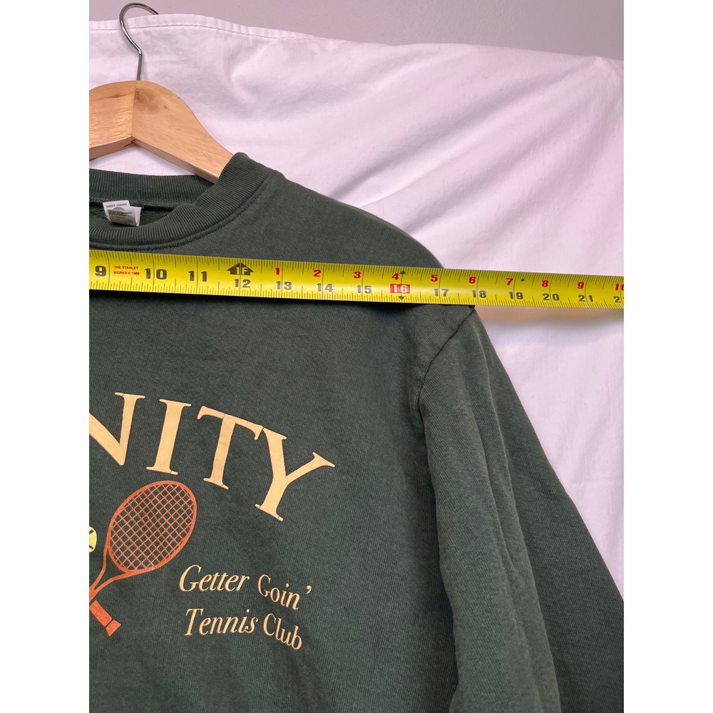 Trinity The Label Tennis Club Crewneck Green Heavy Fleece S/M Retro Sporty - Picture 8 of 9